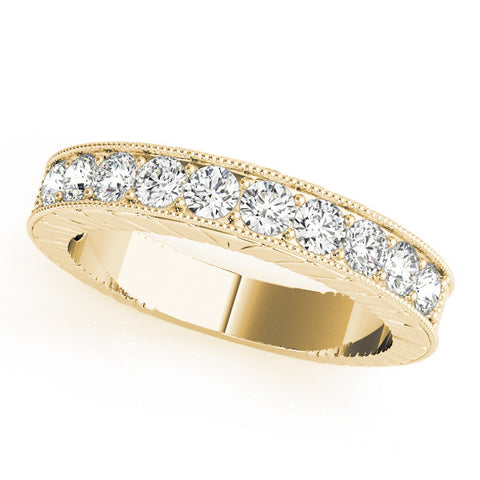 Yellow gold Round Cut Channel Set Diamond Eternity Band
