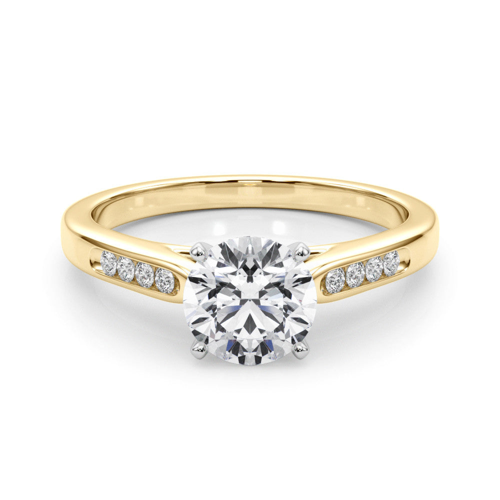 Yellow gold Round Cut Channel Set Solitaire Engagement Ring with Four-Prong Setting 1