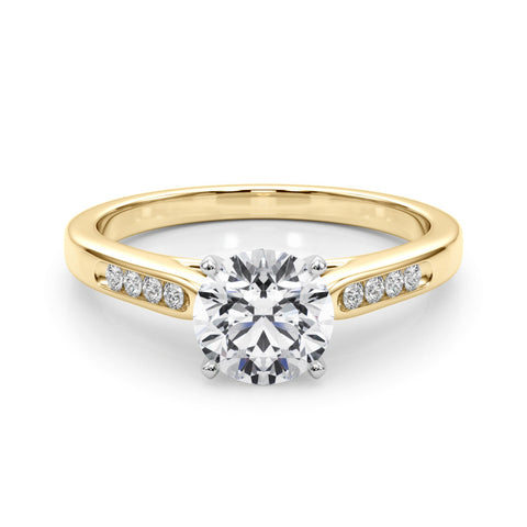 Yellow gold Round Cut Channel Set Solitaire Engagement Ring with Four-Prong Setting 1