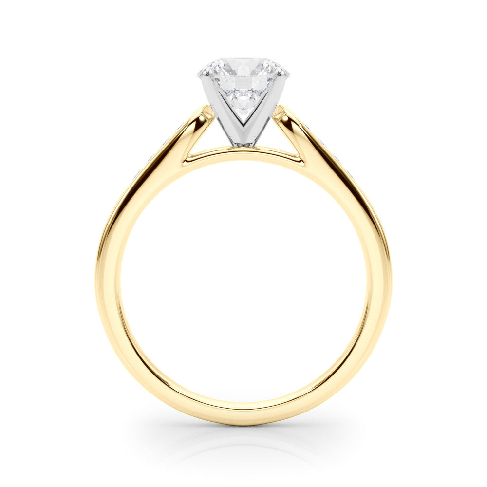 Yellow gold Round Cut Channel Set Solitaire Engagement Ring with Four-Prong Setting 2