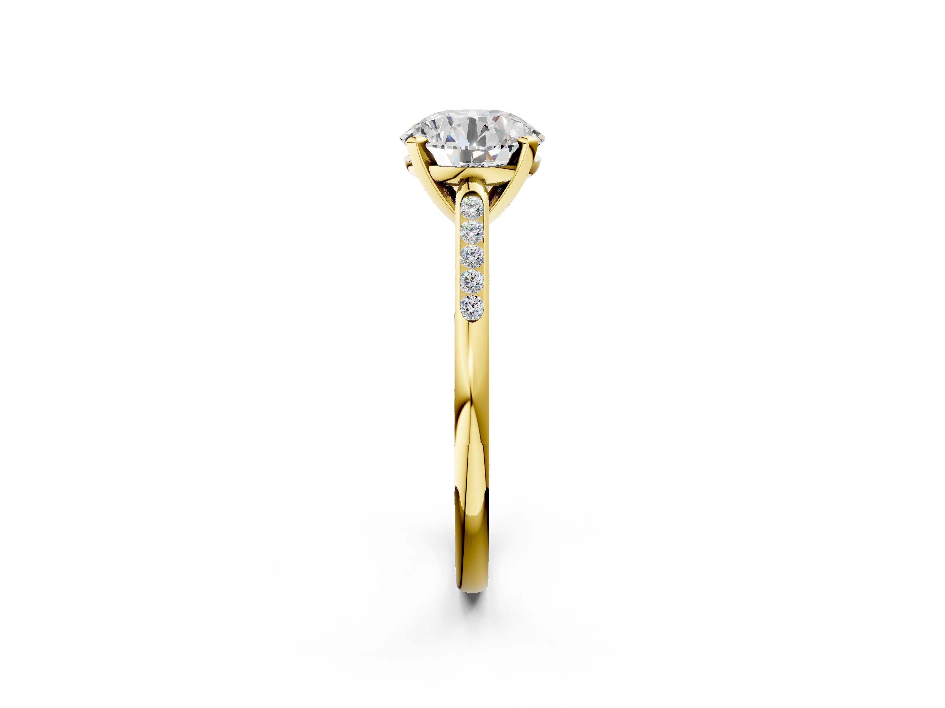 Yellow gold Round Cut Channel Set Solitaire Engagement Ring with Four-Prong Setting_222