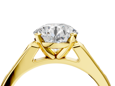 Yellow gold Round Cut Channel Set Solitaire Engagement Ring with Four-Prong Setting_224
