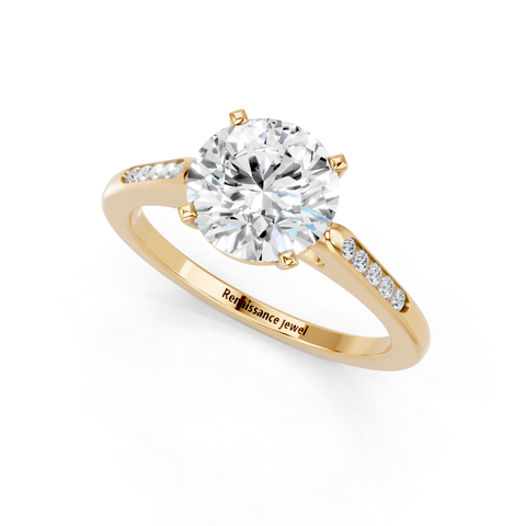Yellow gold Round Cut Channel Set Solitaire Engagement Ring with Four-Prong Setting_74