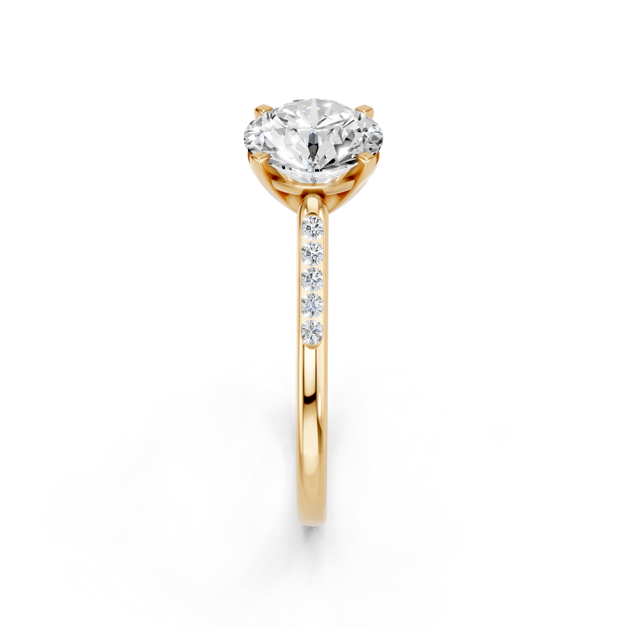 Yellow gold Round Cut Channel Set Solitaire Engagement Ring with Four-Prong Setting_75