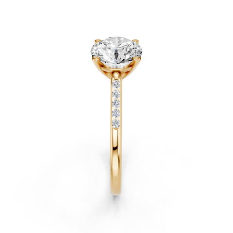 Yellow gold Round Cut Channel Set Solitaire Engagement Ring with Four-Prong Setting_75