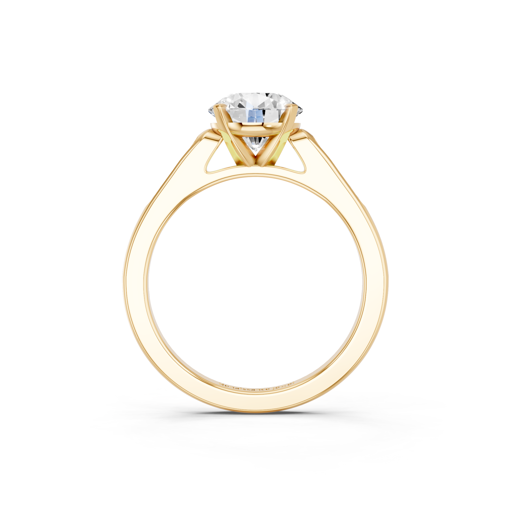 Yellow gold Round Cut Channel Set Solitaire Engagement Ring with Four-Prong Setting_76