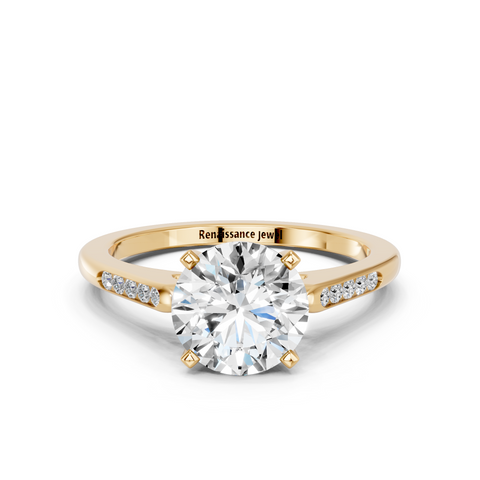 Yellow gold Round Cut Channel Set Solitaire Engagement Ring with Four-Prong Setting_82