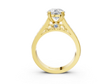 Yellow gold Round Cut Channel Set Solitaire Engagement Ring with Prong Setting_36