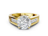 Yellow gold Round Cut Channel Set Solitaire Ring with Four-Prong Setting_6