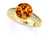 Yellow gold Round Cut Citrine Engagement Ring with Milgrain Channel Set Band and Prong Setting_1