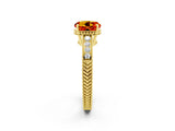 Yellow gold Round Cut Citrine Engagement Ring with Milgrain Channel Set Band and Prong Setting_2