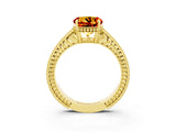 Yellow gold Round Cut Citrine Engagement Ring with Milgrain Channel Set Band and Prong Setting_3