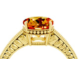 Yellow gold Round Cut Citrine Engagement Ring with Milgrain Channel Set Band and Prong Setting_4