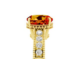 Yellow gold Round Cut Citrine Engagement Ring with Milgrain Channel Set Band and Prong Setting_5