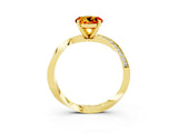 Yellow gold Round Cut Citrine Engagement Ring with Side Stone Accents and Four-Prong Setting_30