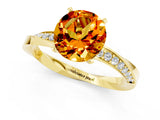 Yellow gold Round Cut Citrine Engagement Ring with Side Stone Accents and Four-Prong Setting_73