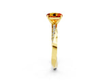 Yellow gold Round Cut Citrine Engagement Ring with Side Stone Accents and Four-Prong Setting_74