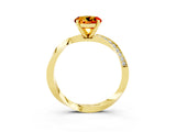 Yellow gold Round Cut Citrine Engagement Ring with Side Stone Accents and Four-Prong Setting_75