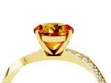Yellow gold Round Cut Citrine Engagement Ring with Side Stone Accents and Four-Prong Setting_76