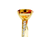 Yellow gold Round Cut Citrine Engagement Ring with Side Stone Accents and Four-Prong Setting_77
