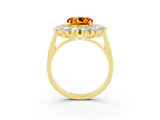 Yellow gold Round Cut Citrine Floral Double Halo Engagement Ring with Prong Setting_63