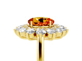 Yellow gold Round Cut Citrine Floral Double Halo Engagement Ring with Prong Setting_65