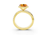 Yellow gold Round Cut Citrine Halo Ring with Round Split Shank and Prong Setting_51