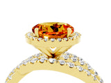 Yellow gold Round Cut Citrine Halo Ring with Round Split Shank and Prong Setting_52