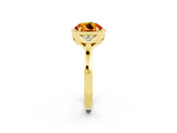 Yellow gold Round Cut Citrine Halo Ring with Tapered Band and Four-Prong Setting_2