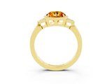 Yellow gold Round Cut Citrine Halo Ring with Tapered Band and Four-Prong Setting_3