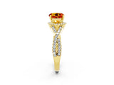 Yellow gold Round Cut Citrine  Halo Twist Band Solitaire Prong Setting Ring_26