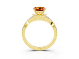 Yellow gold Round Cut Citrine  Halo Twist Band Solitaire Prong Setting Ring_27