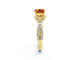 Yellow gold Round Cut Citrine  Halo Twist Band Solitaire Prong Setting Ring_44