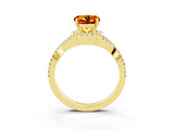 Yellow gold Round Cut Citrine  Halo Twist Band Solitaire Prong Setting Ring_45