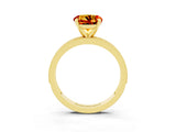 Yellow gold Round Cut Citrine Milgrain Pavé Engagement Ring with Four-Prong Setting_3