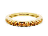 Yellow gold Round Cut Citrine Pavé Set Thin Band