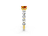 Yellow gold Round Cut Citrine Prong Setting with Side Stones on a Pave Band_2