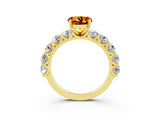 Yellow gold Round Cut Citrine Prong Setting with Side Stones on a Pave Band_3