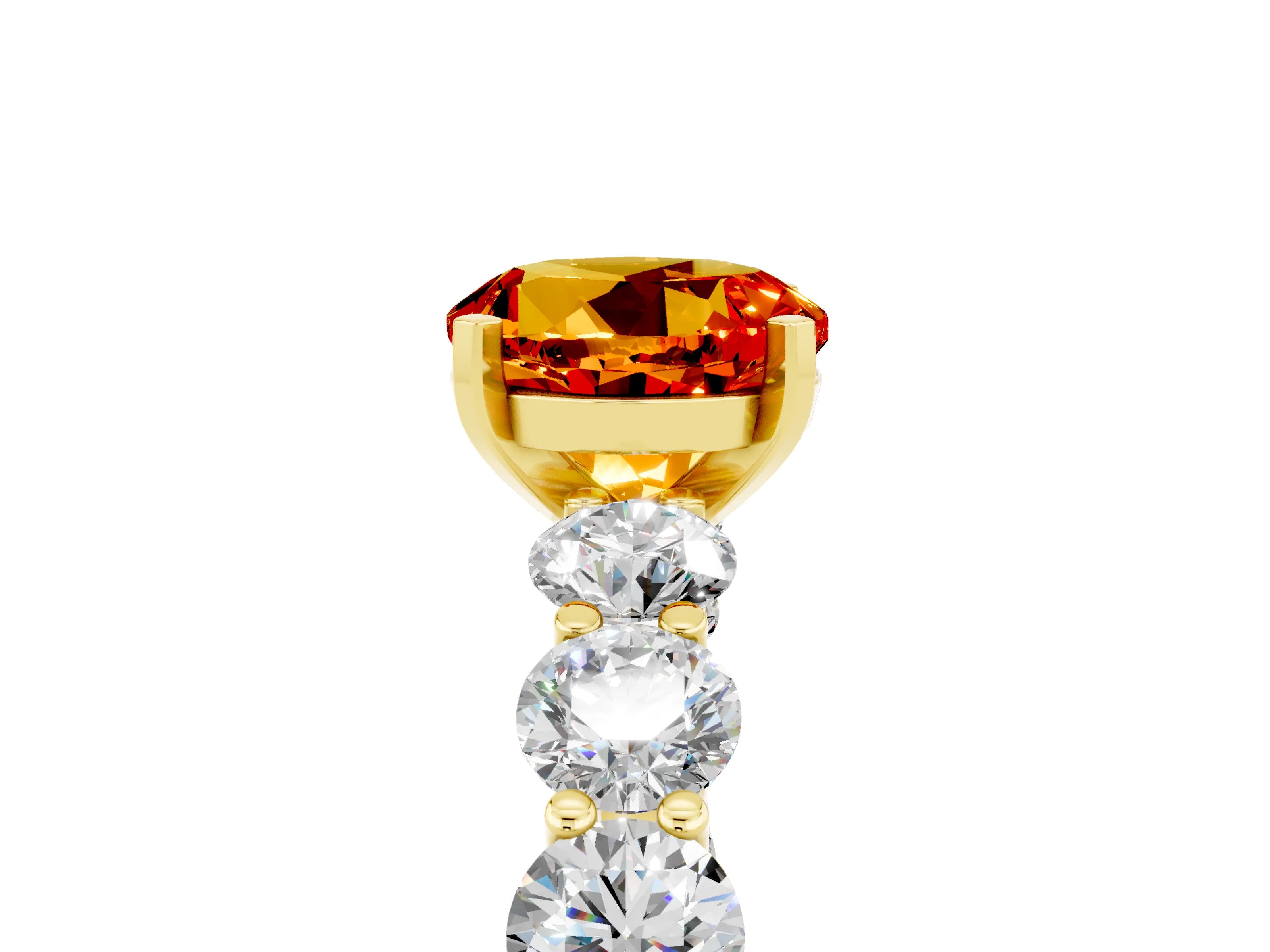 Yellow gold Round Cut Citrine Prong Setting with Side Stones on a Pave Band_5