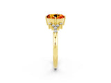 Yellow gold Round Cut Citrine Ring with Side Stones and Four-Prong Setting_38