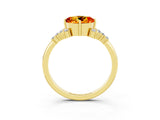 Yellow gold Round Cut Citrine Ring with Side Stones and Four-Prong Setting_39