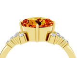 Yellow gold Round Cut Citrine Ring with Side Stones and Four-Prong Setting_40