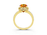 Yellow gold Round Cut Citrine Scalloped Halo Engagement Ring with Round Shared Prong Band_27