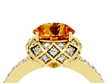 Yellow gold Round Cut Citrine Scalloped Halo Engagement Ring with Round Shared Prong Band_28