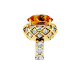 Yellow gold Round Cut Citrine Scalloped Halo Engagement Ring with Round Shared Prong Band_29