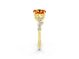 Yellow gold Round Cut Citrine Scattered Round Accent Ring with Prong Setting_14