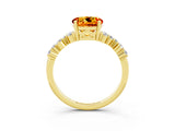 Yellow gold Round Cut Citrine Scattered Round Accent Ring with Prong Setting_15