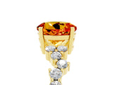 Yellow gold Round Cut Citrine Scattered Round Accent Ring with Prong Setting_17