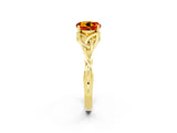 Yellow gold Round Cut Citrine Solitaire Celtic Knot Ring with Four-Prong Setting_14