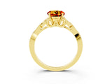 Yellow gold Round Cut Citrine Solitaire Celtic Knot Ring with Four-Prong Setting_15
